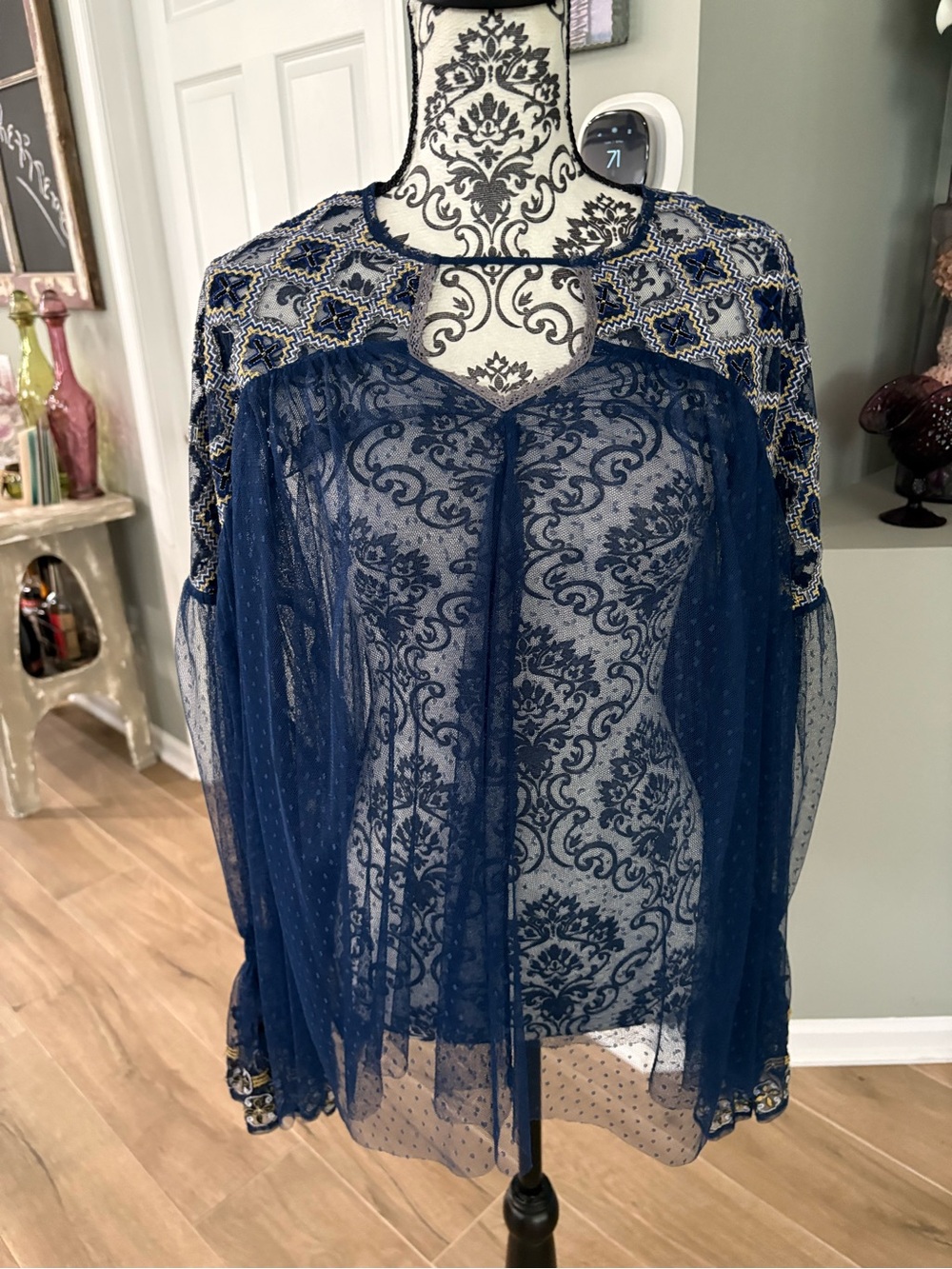 Free People Navy Blue OSFM top